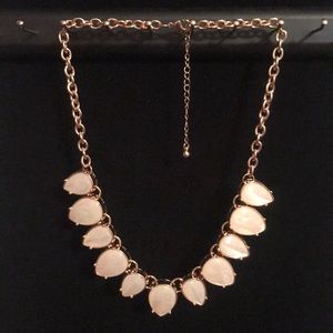 Gold Necklace with Creamy White Enamel Beads